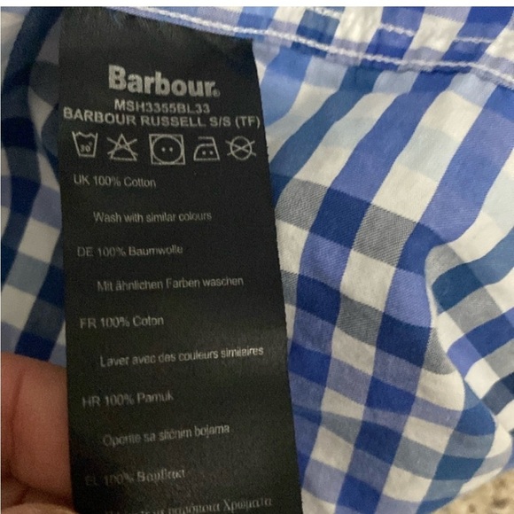 Barbour Short Sleeve Cotton Plaid Button Down Size M - Picture 8 of 13